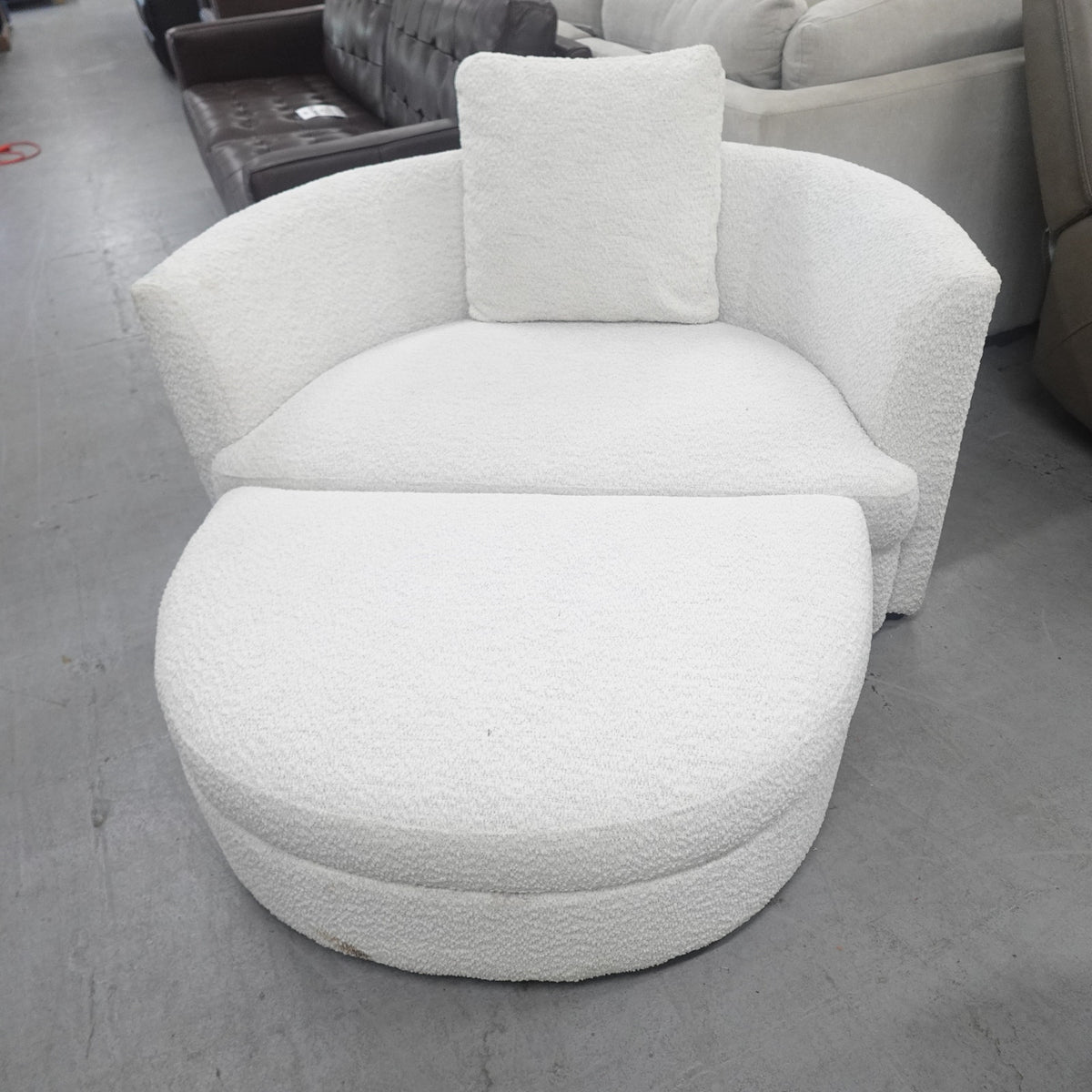 Holley Oversized Fabric Accent Chair with Storage Ottoman