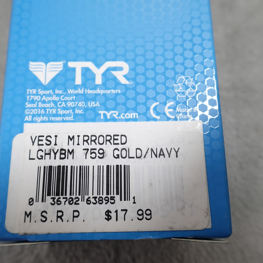 TYR Vesi Navy Blue Mirrored Adult Swim Goggles Ages 14+ New