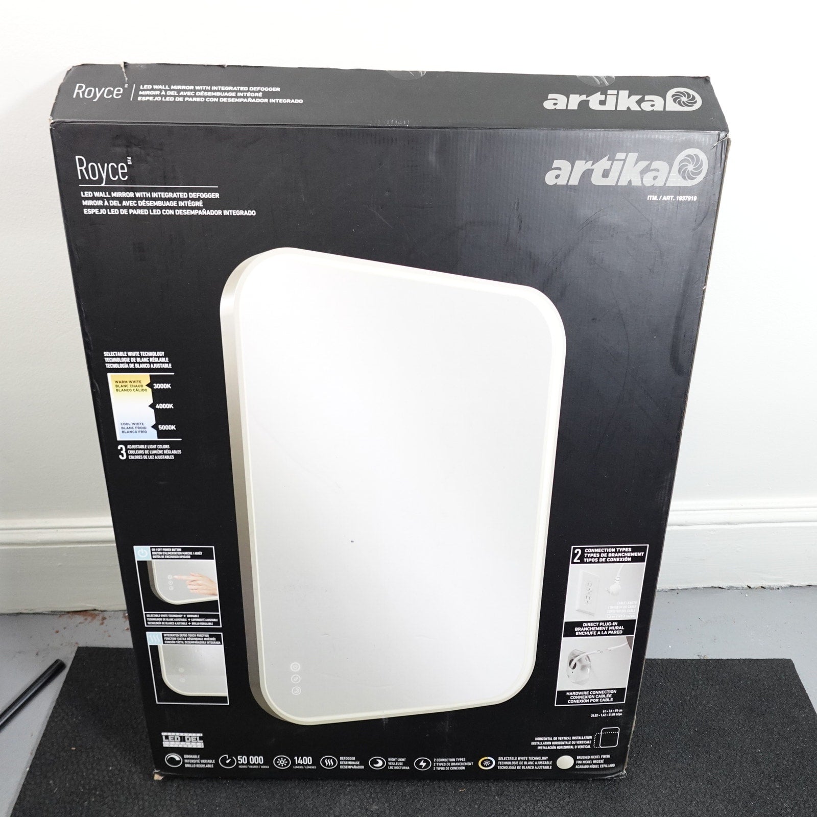 Artika Royce Dimmable LED Mirror 3 CCT Horizontal and Vertical Mount