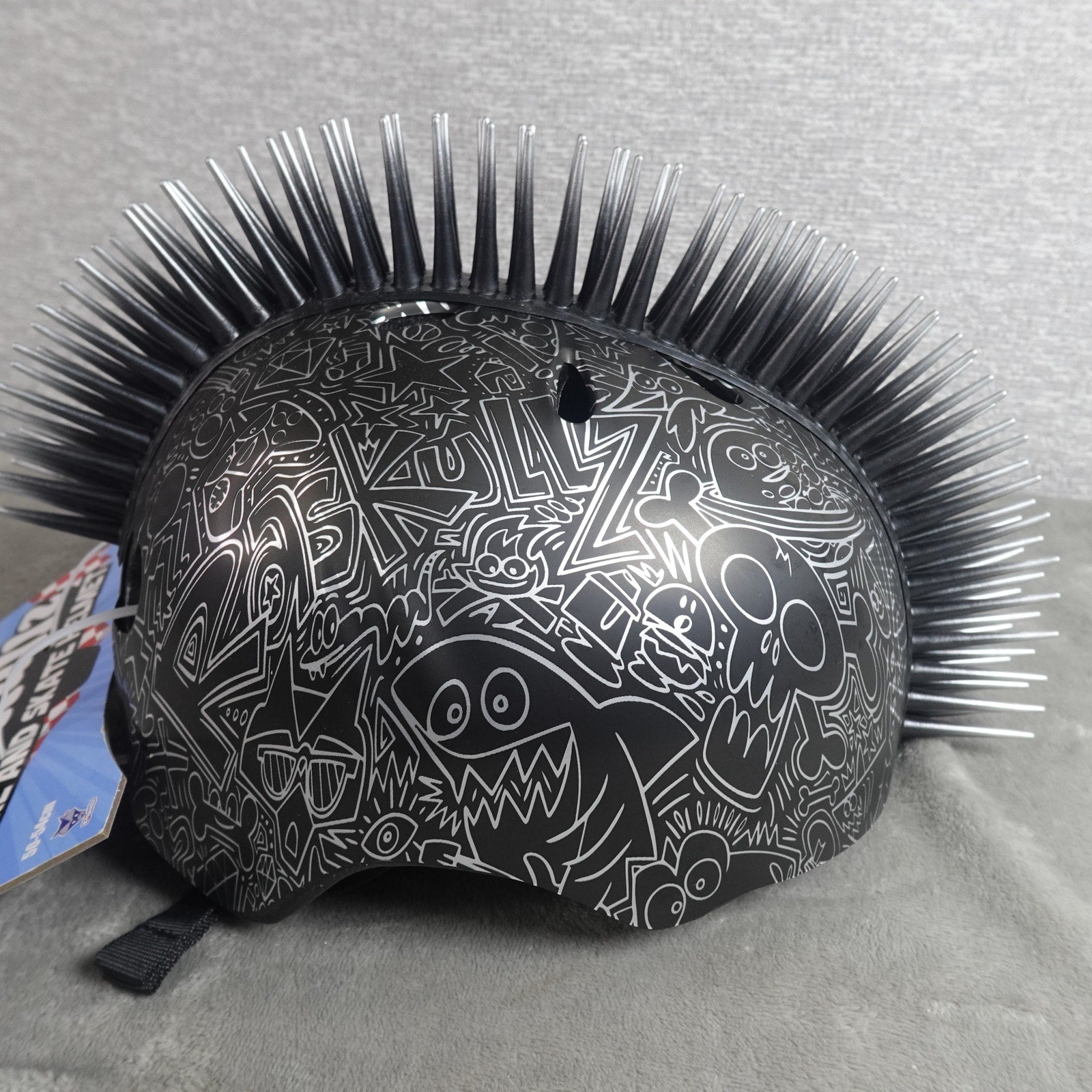 Raskullz Doodle Mohawk Bike Helmet in Black Adjustable