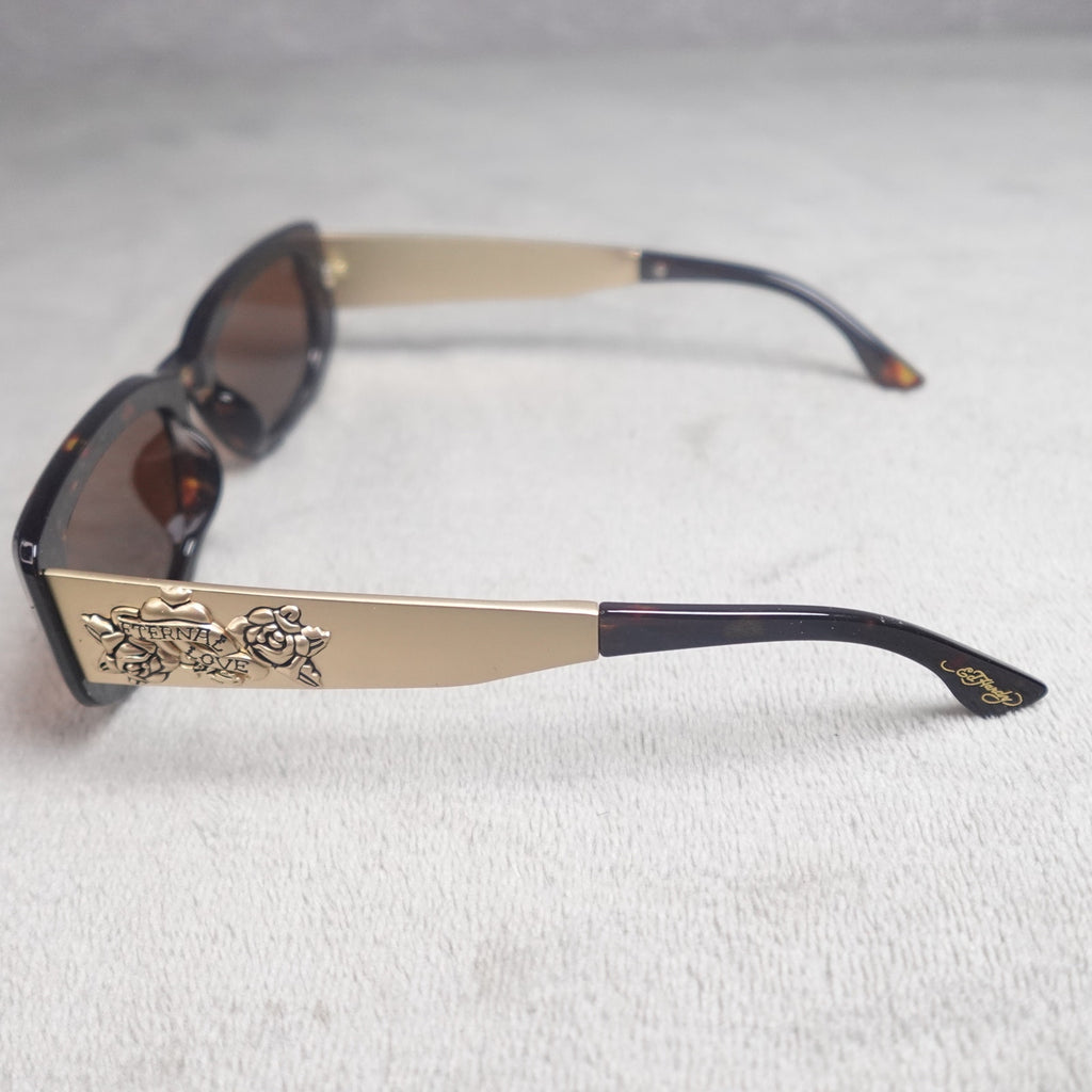 Ed Hardy Eternal Love Kabuki Sunglasses Brown Tortoise UV400 NEW