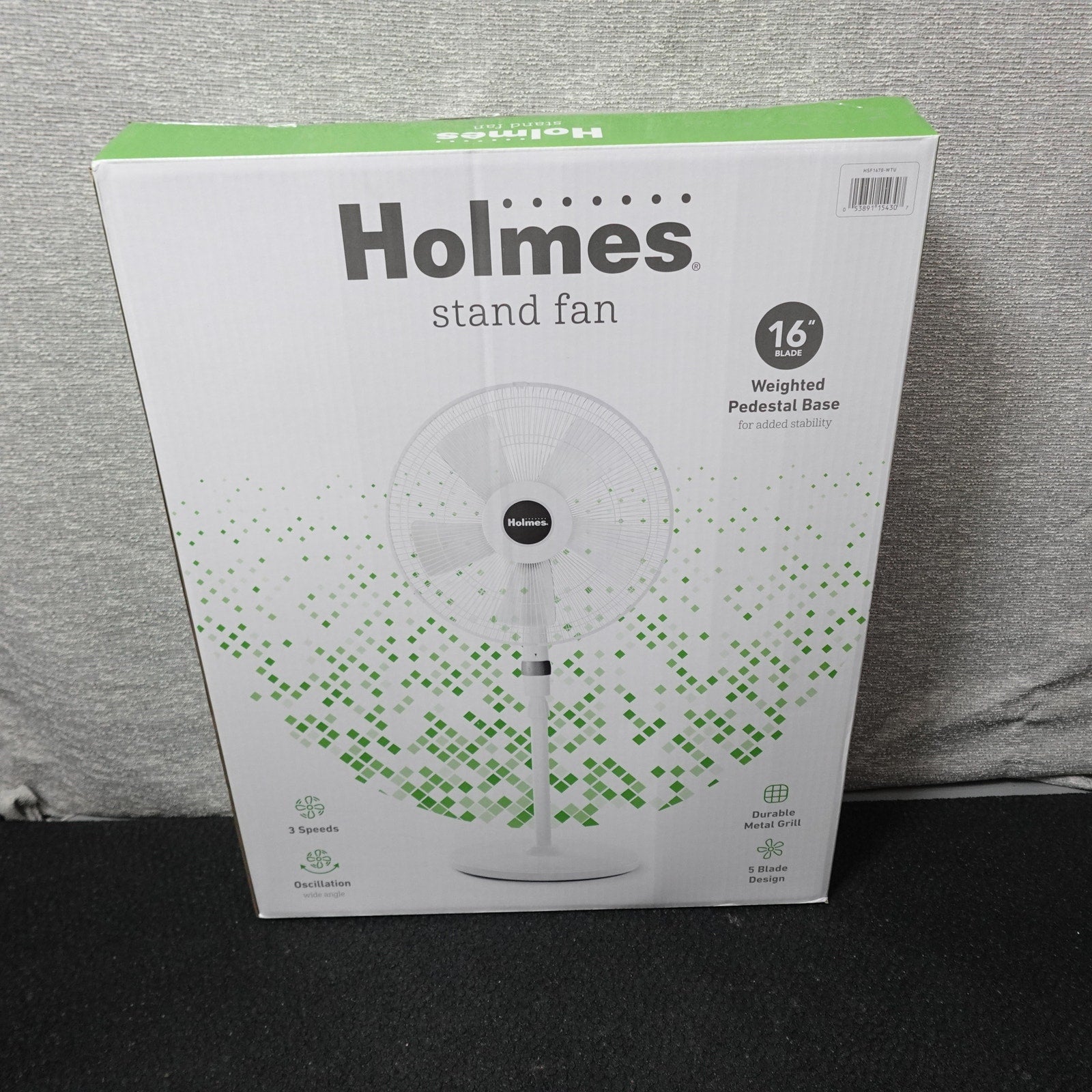 Lot of 2 Holmes 16" Stand Fan with Weighted Pedestal Base, White New in Box
