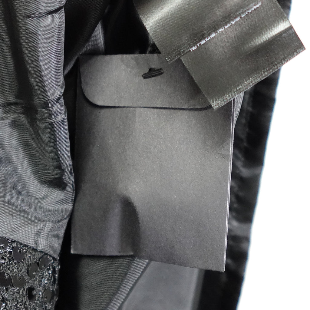 Donna Karan New York Size 10 Black Sequin Short Sleeve Button Up Belted Dress NWT