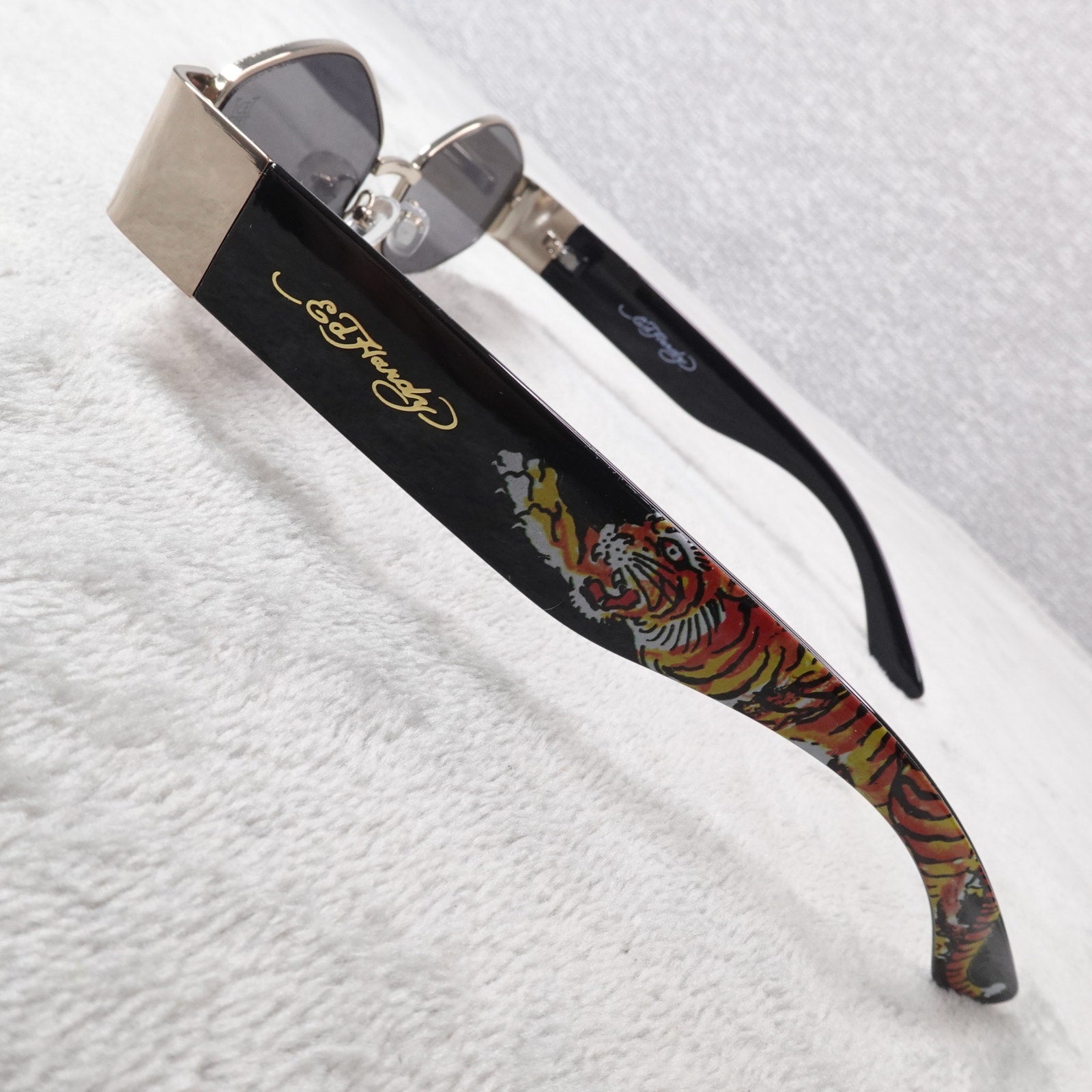 Ed Hardy Tiger Tattoo Narrow Hexagon Sunglasses Streetwear Y2K UV400 NEW