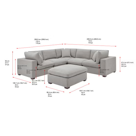 Thomasville Lowell 6-piece Fabric Modular Sectional Gray