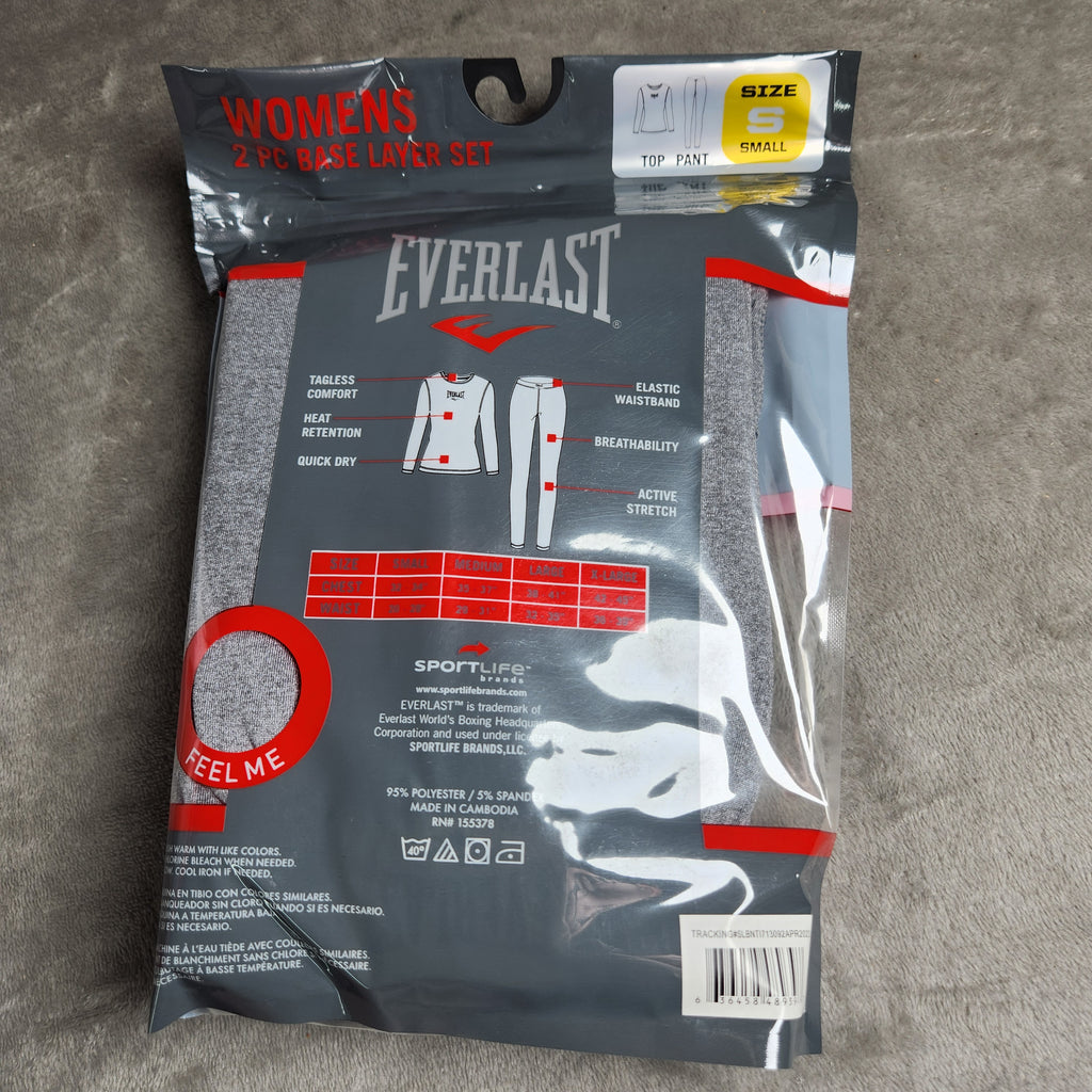 Everlast Women's 2 PC Small Base Layer Set Gray NEW EVL4971-DS