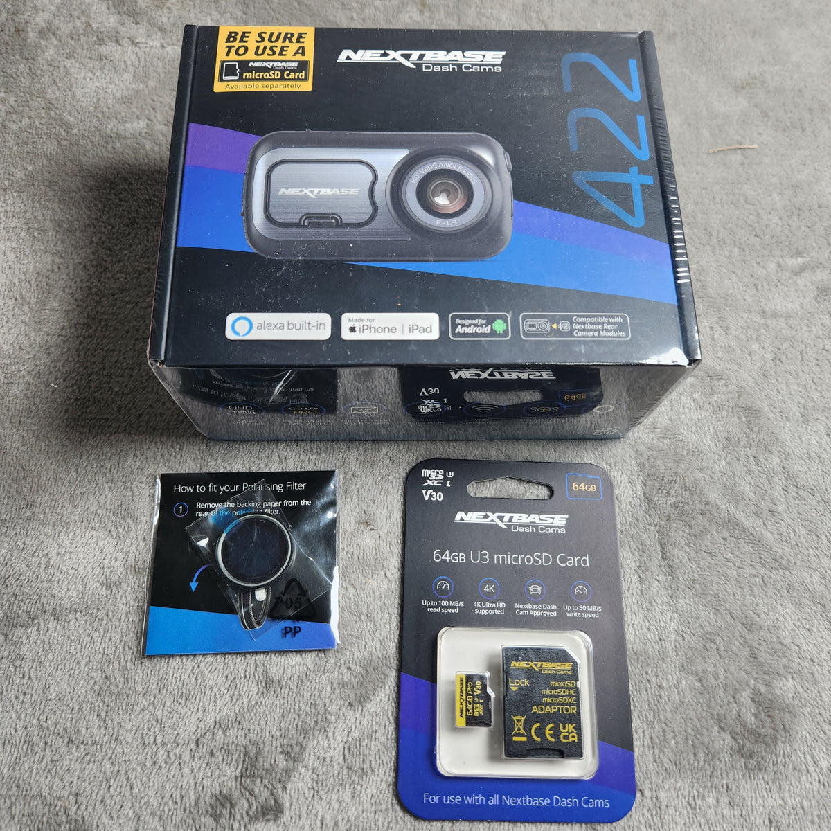 Nextbase Dash Camera 422GW + SD Card & Polarizer Filter
