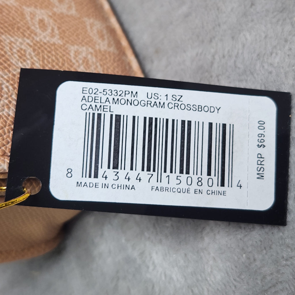 Bebe Adela Monogram E02-5332PM Crossbody Bag Camel New