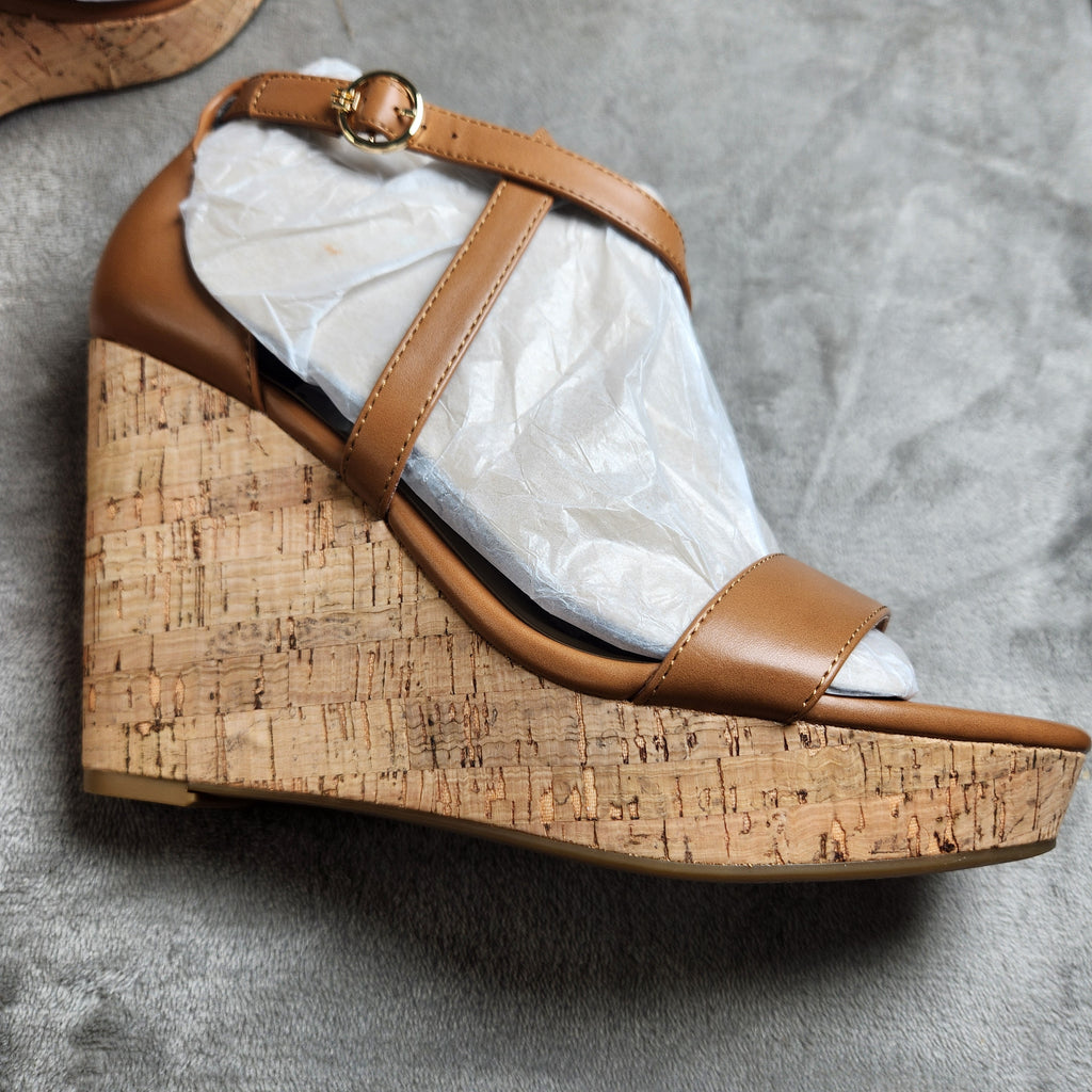 Tommy Hilfiger Missa Wedge Sandals Women's 10M Medium Brown 210 Cork
