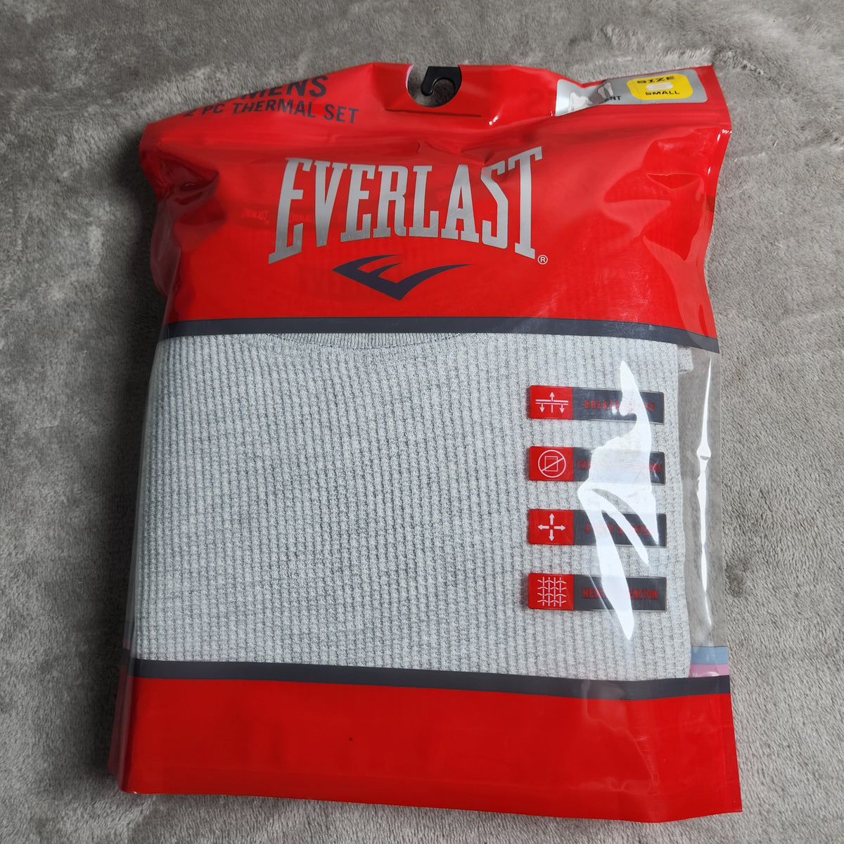 Everlast Women's Small Thermal Waffle Knit 2 PC Set Gray Long Sleeve Top Pants EVL4970
