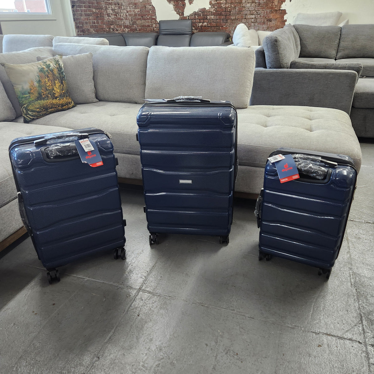 Dejuno Yukon 3-Piece Hardside Luggage Set Blue New