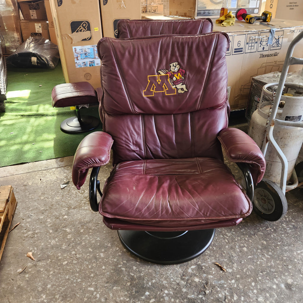 Minnesota Gophers Burgundy Swivel Reclining Cantilever Chair + Ottoman
