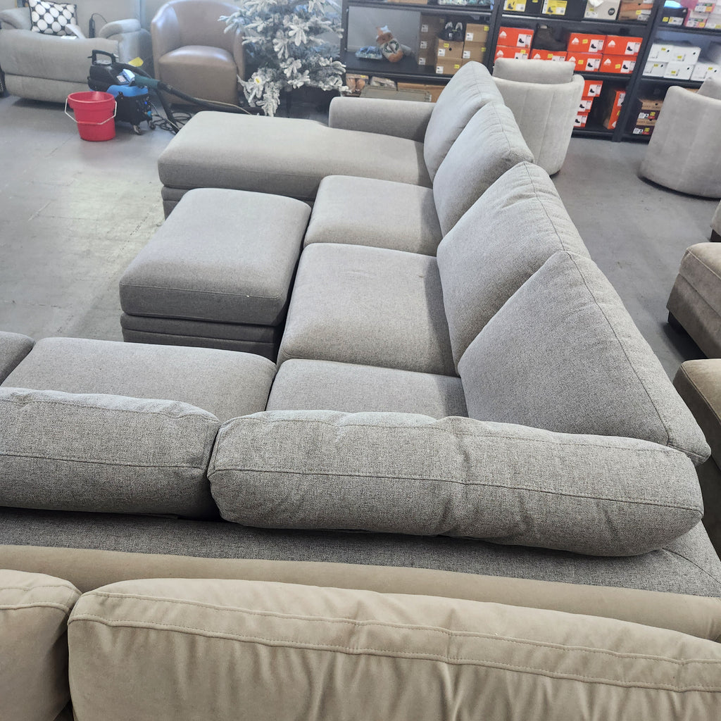 Thomasville Langdon Fabric Sectional with Chaise and Storage Ottoman, Gray