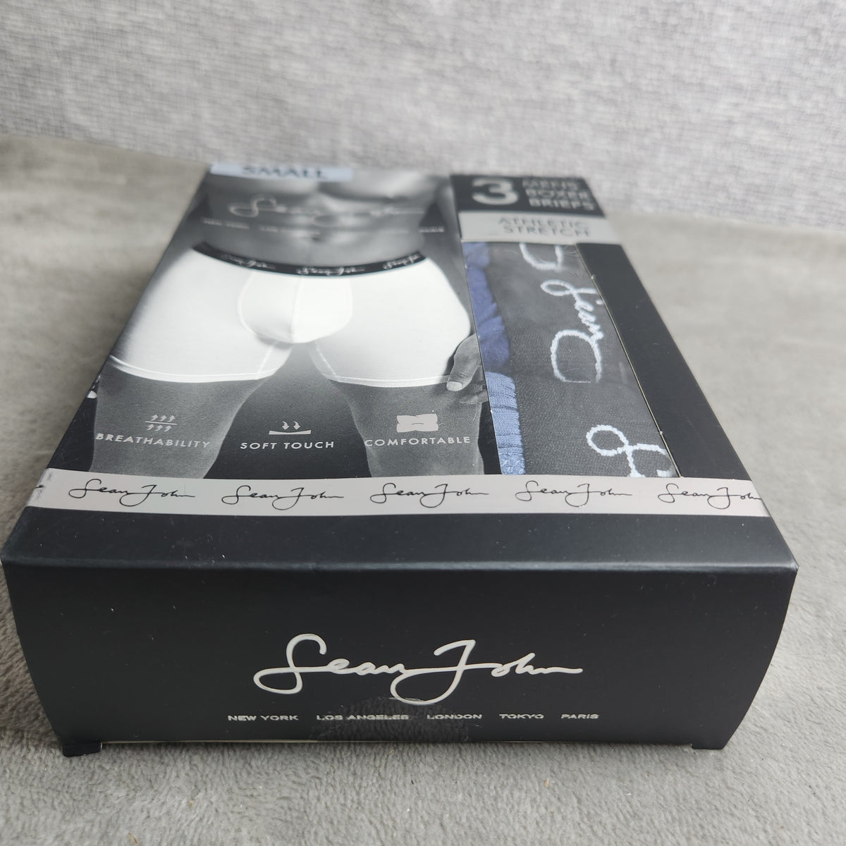 Sean John Mens Athletic Stretch Boxer Briefs 3 Pack Size Small Blue Variety