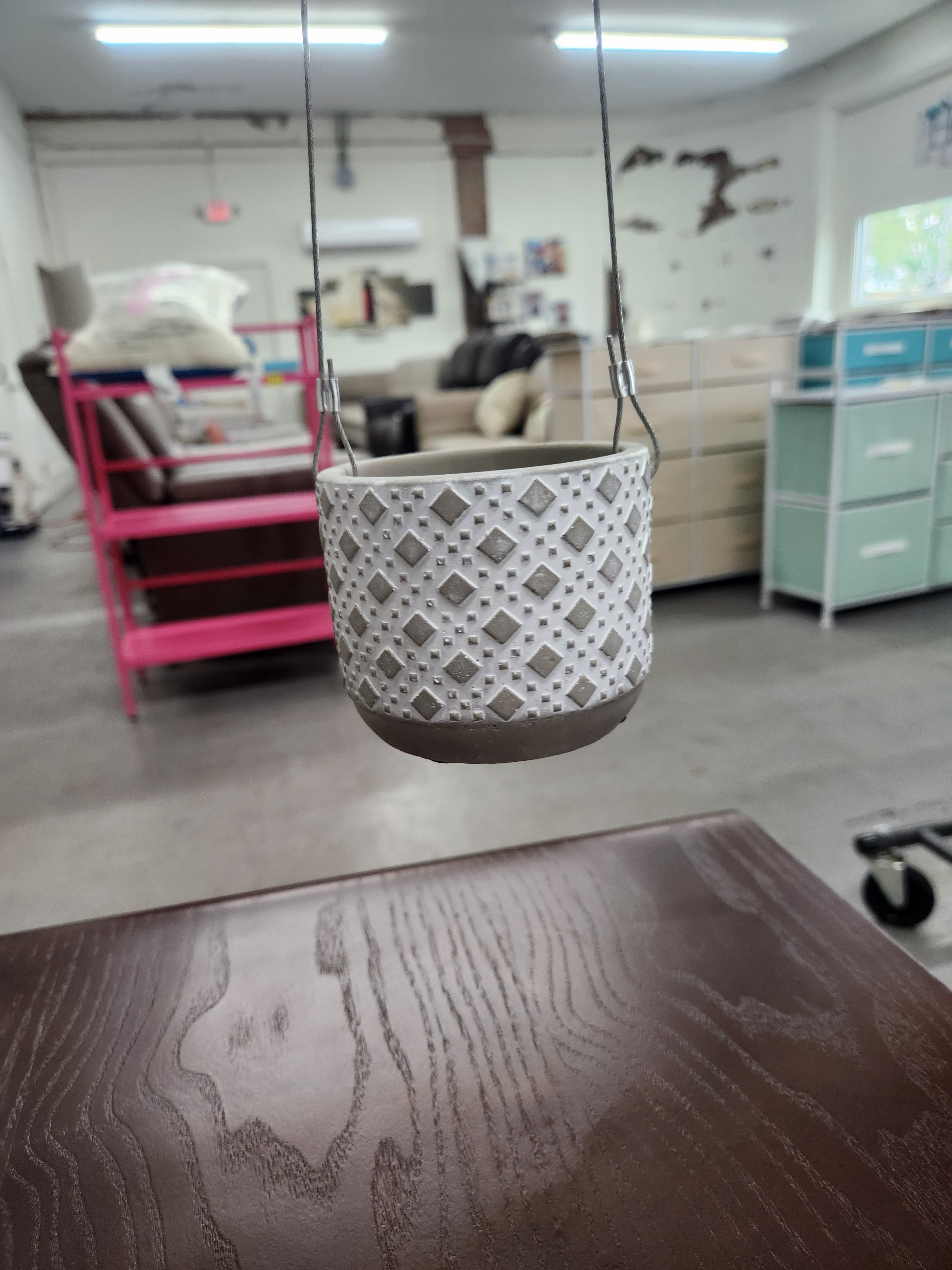 4" Sedona Cement Hanging Pot