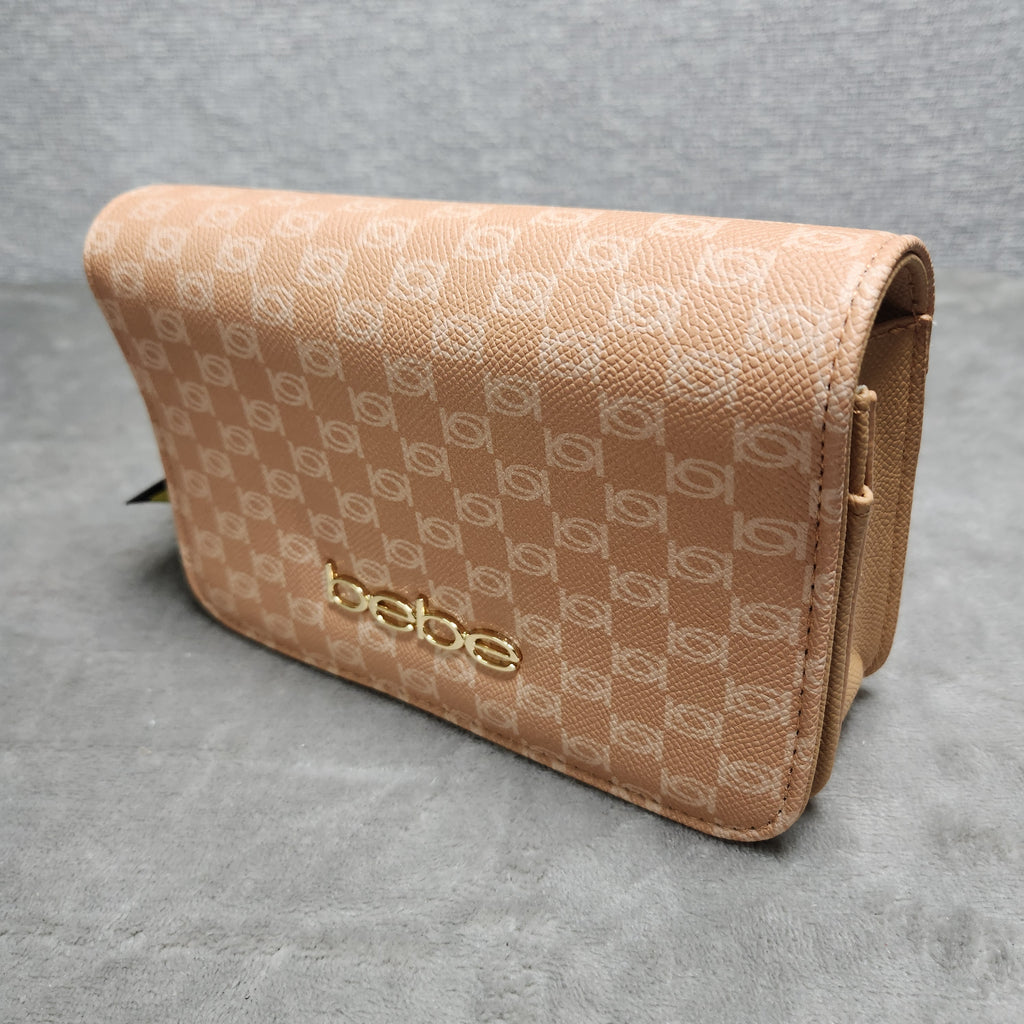 Bebe Adela Monogram E02-5332PM Crossbody Bag Camel New