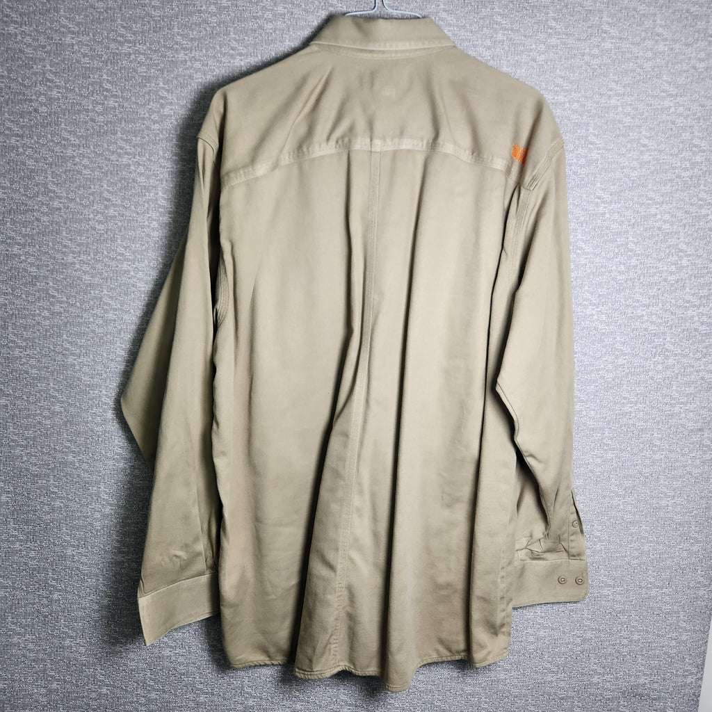 Ariat Men's Work FR Flame Resistant Button Up Work Shirt Tan Size XL NFPA 2112 Used