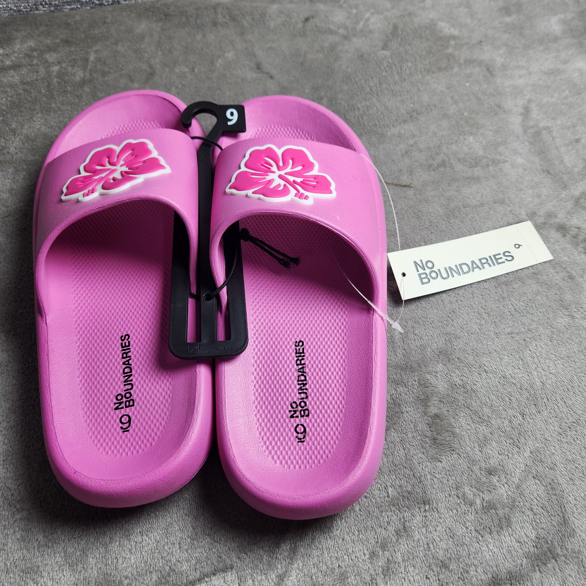 No Boundaries Women's Comfort Slide Sandals Pink Flower Size 9M