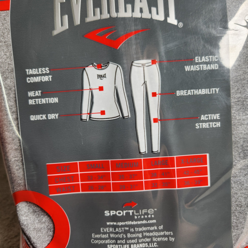 Everlast Women's 2 PC XL Base Layer Set Gray NEW EVL4971-DS