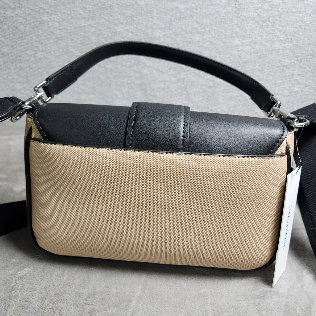 Calvin Klein Nadine OTLT Crossbody Shoulder Bag Black Cream H4DHGQQ2 New
