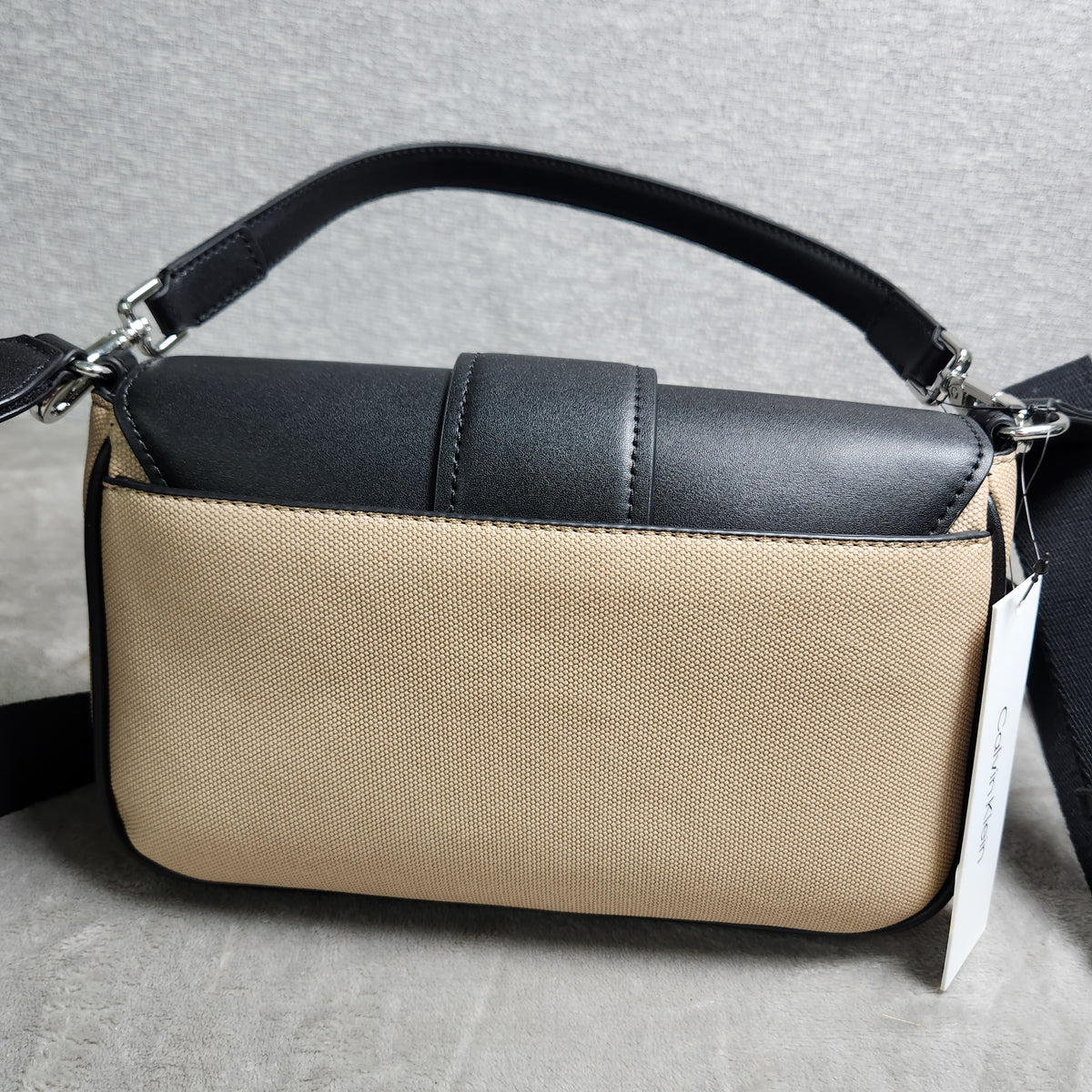Calvin Klein Nadine OTLT Crossbody Shoulder Bag Black Cream H4DHGQQ2 New