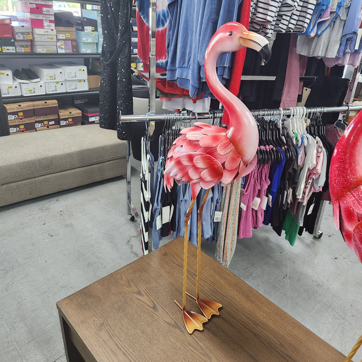 Life Size Bright Pink Flamingo All Metal Steel Garden Decor