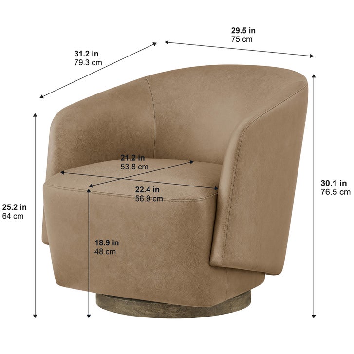 Henredon Murphy Leather Swivel Chair, Light Brown