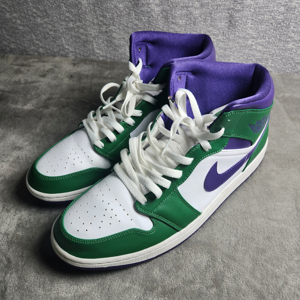 Air Jordan 1 Mid Hulk Aloe Verde Court Purple White Size 13 554724 300