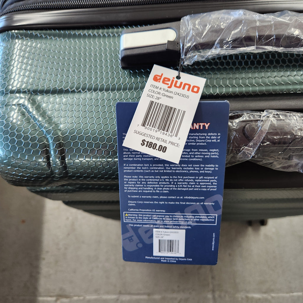 Dejuno Yukon 3-Piece Hardside Luggage Set Green New