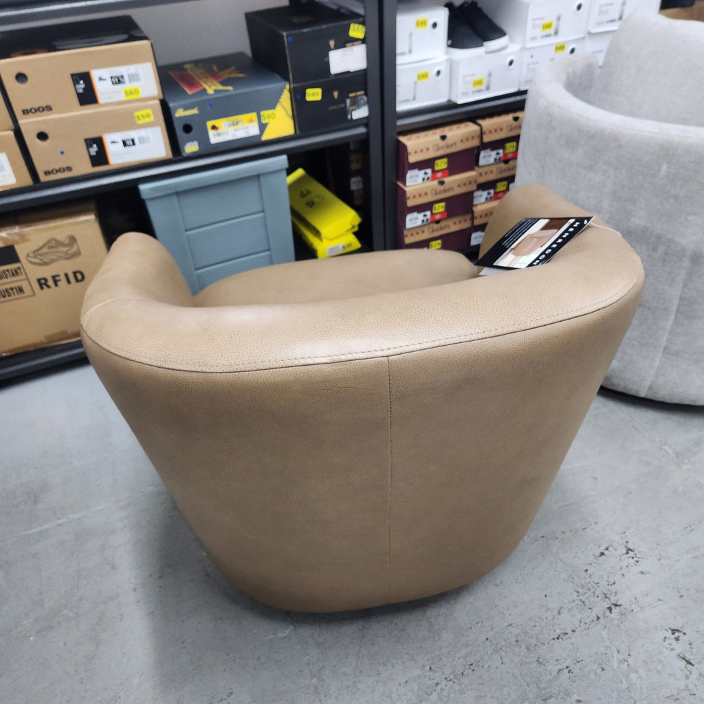 Henredon Murphy Leather Swivel Chair, Light Brown