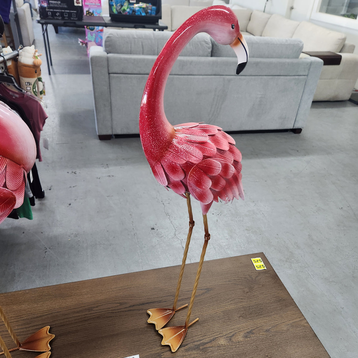 Life Size Bright Pink Flamingo All Metal Steel Garden Decor