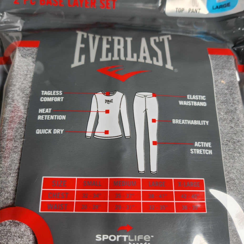 Everlast Women's 2 PC Large Base Layer Set Gray NEW EVL4971-DS
