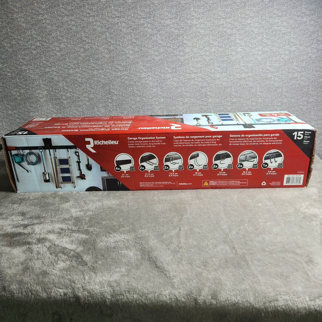 Richelieu Garage Organization System w/ 4 Rails & 11 Hooks