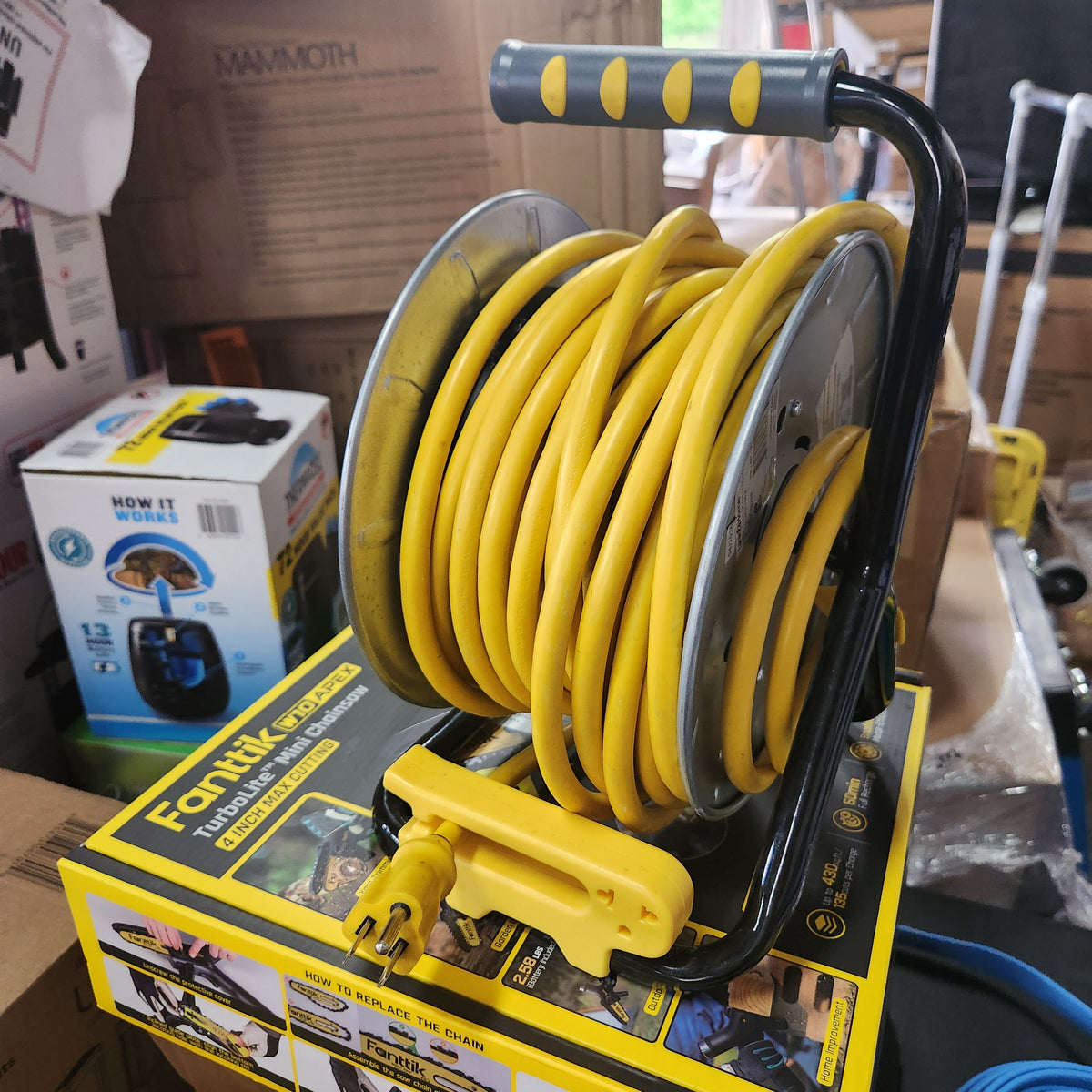 Link2Home Heavy Duty Cord Reel Extension, 50 ft, 12/3 AWG, Yellow