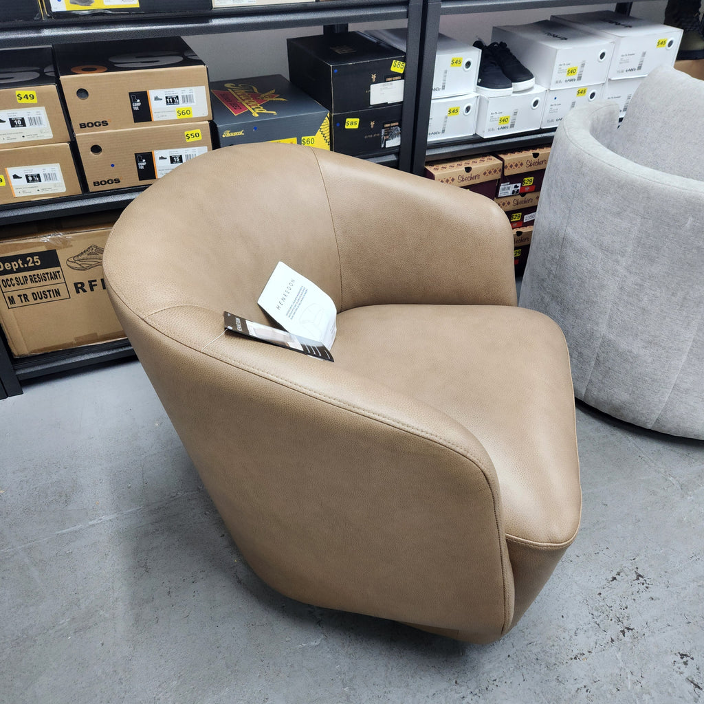 Henredon Murphy Leather Swivel Chair, Light Brown