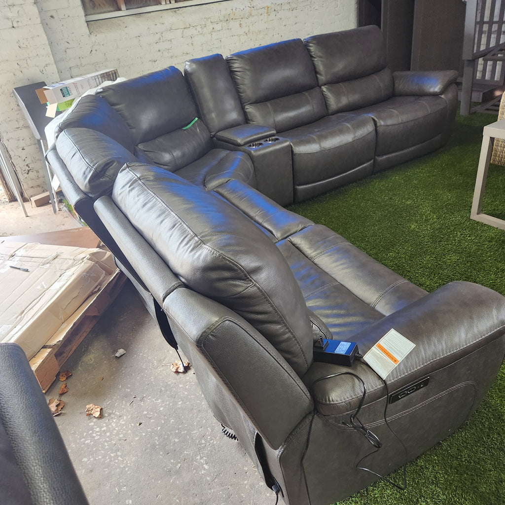 Wylder Leather Power Reclining Sectional with Power Headrests