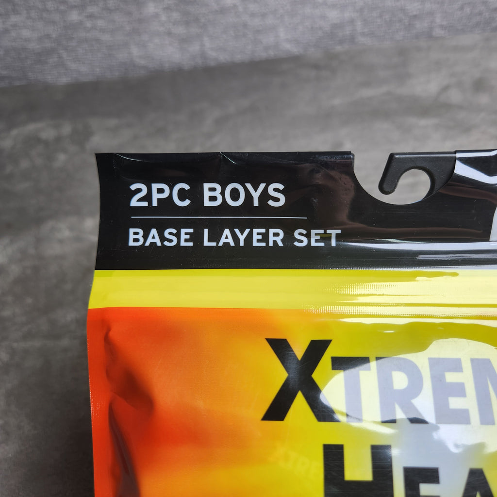 Xtreme Heat Boys Size 8/10 2 Pc Base Layer Set Long Sleeve Top & Bottom Black