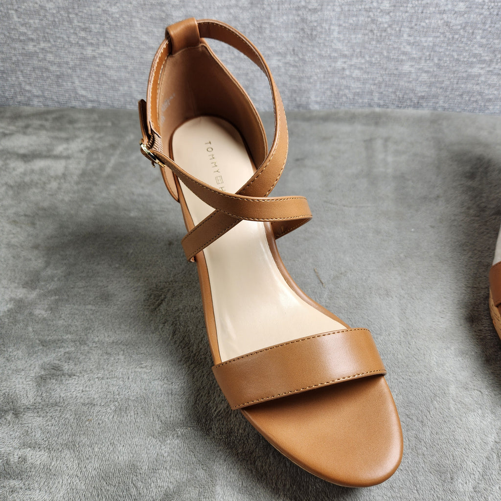 Tommy Hilfiger Missa Wedge Sandals Women's 10M Medium Brown 210 Cork