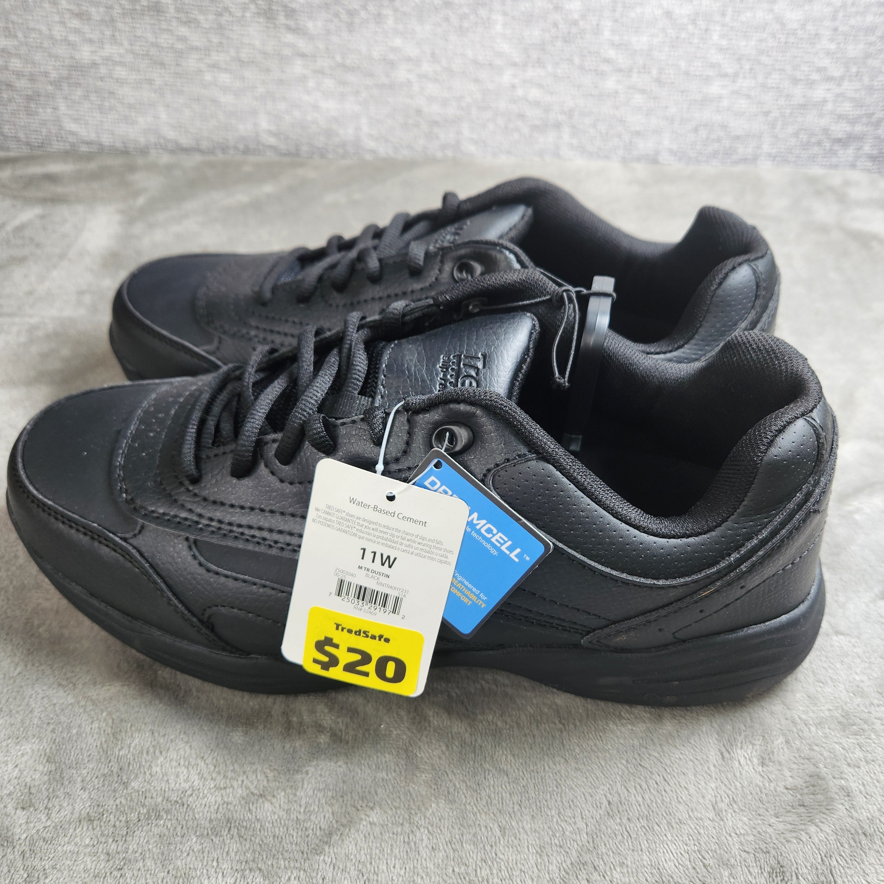 TredSafe Men's Work Shoes 11W Black Slip Resistant Dreamcell MNTR40HY231