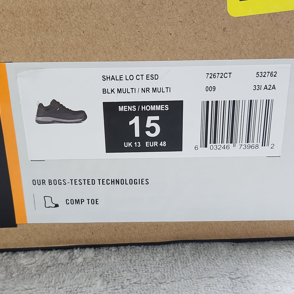 BOGS Shale Low CT ESD Men's Work Safety Shoes Size 15 Black Multi