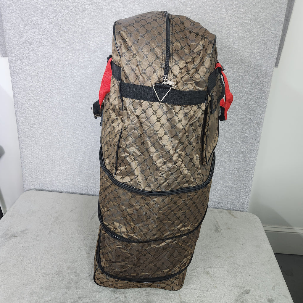 Rolite 36" Rolling Expandable Duffel Bag Dark Brown Monogram Logo New