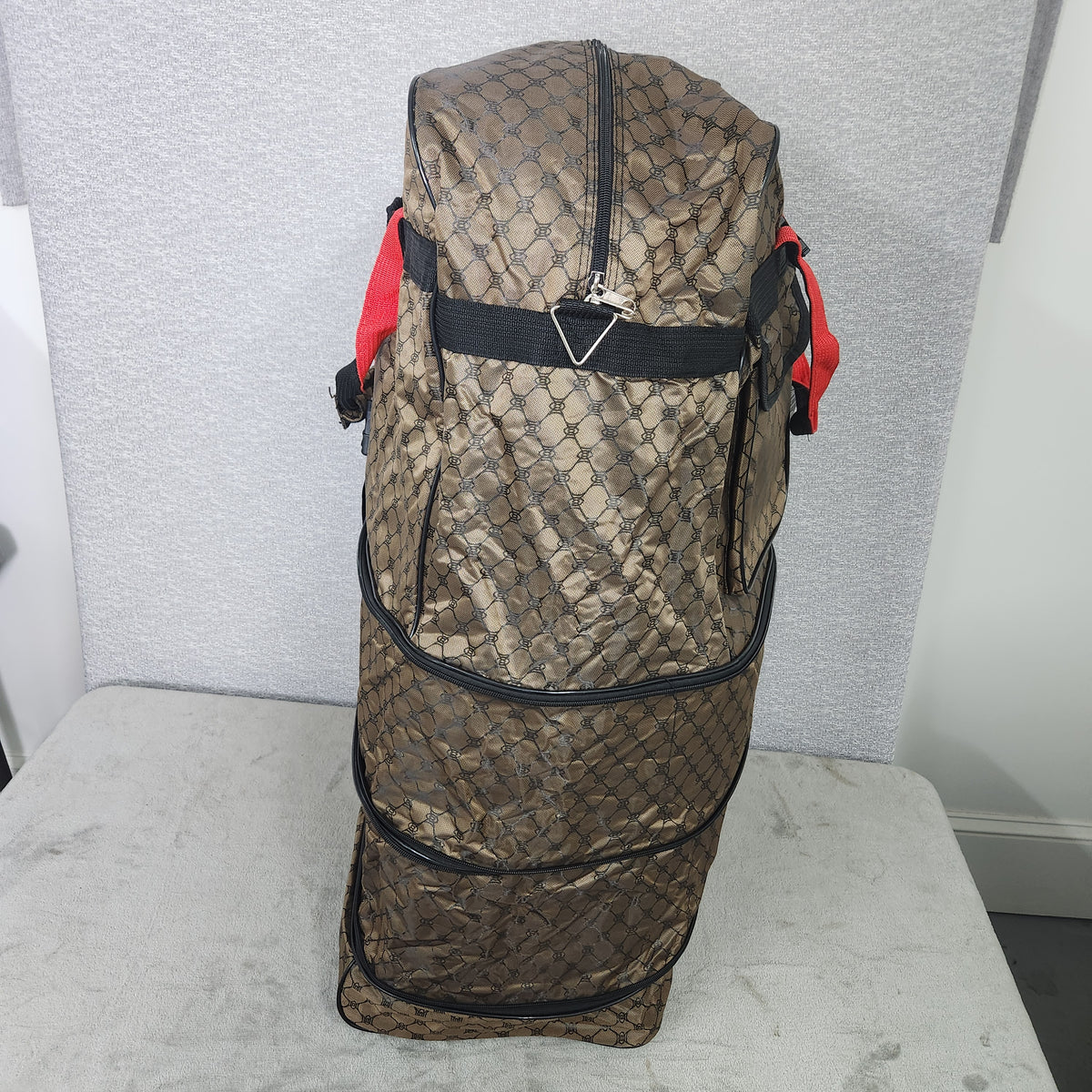 Rolite 36" Rolling Expandable Duffel Bag Dark Brown Monogram Logo New