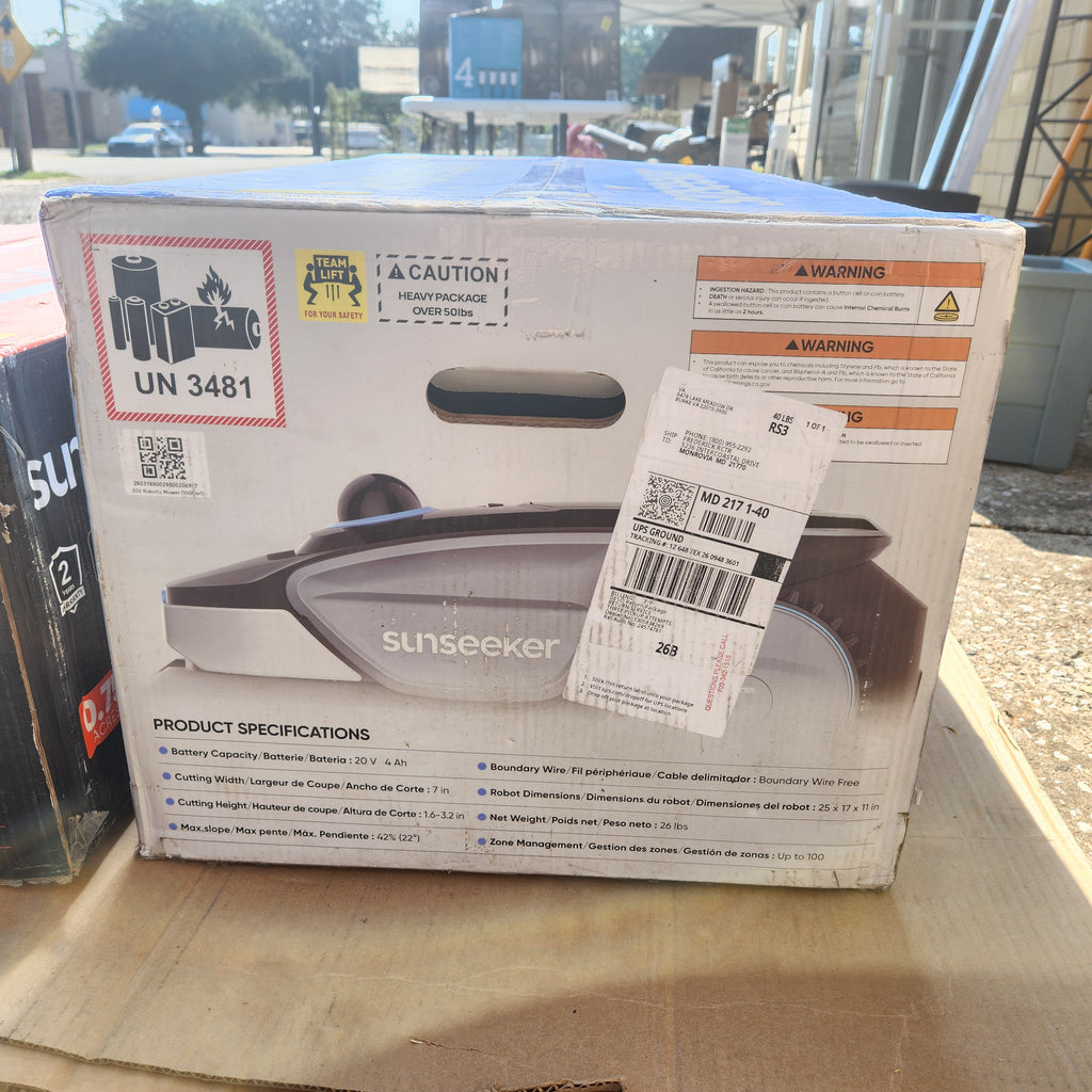 Sunseeker S4 Robotic Lawn Mower – 1/4 Acre – 3D LiDAR + Vision AI – NEW IN BOX