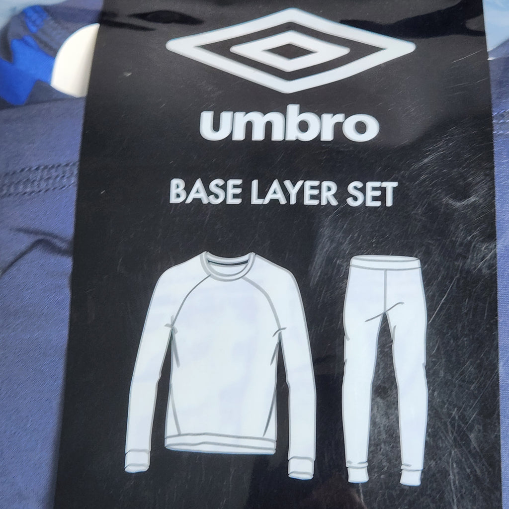 Umbro Boys Size 4/5 New 2 Piece Base Layer Set Dark Blue w/ Blue Logo