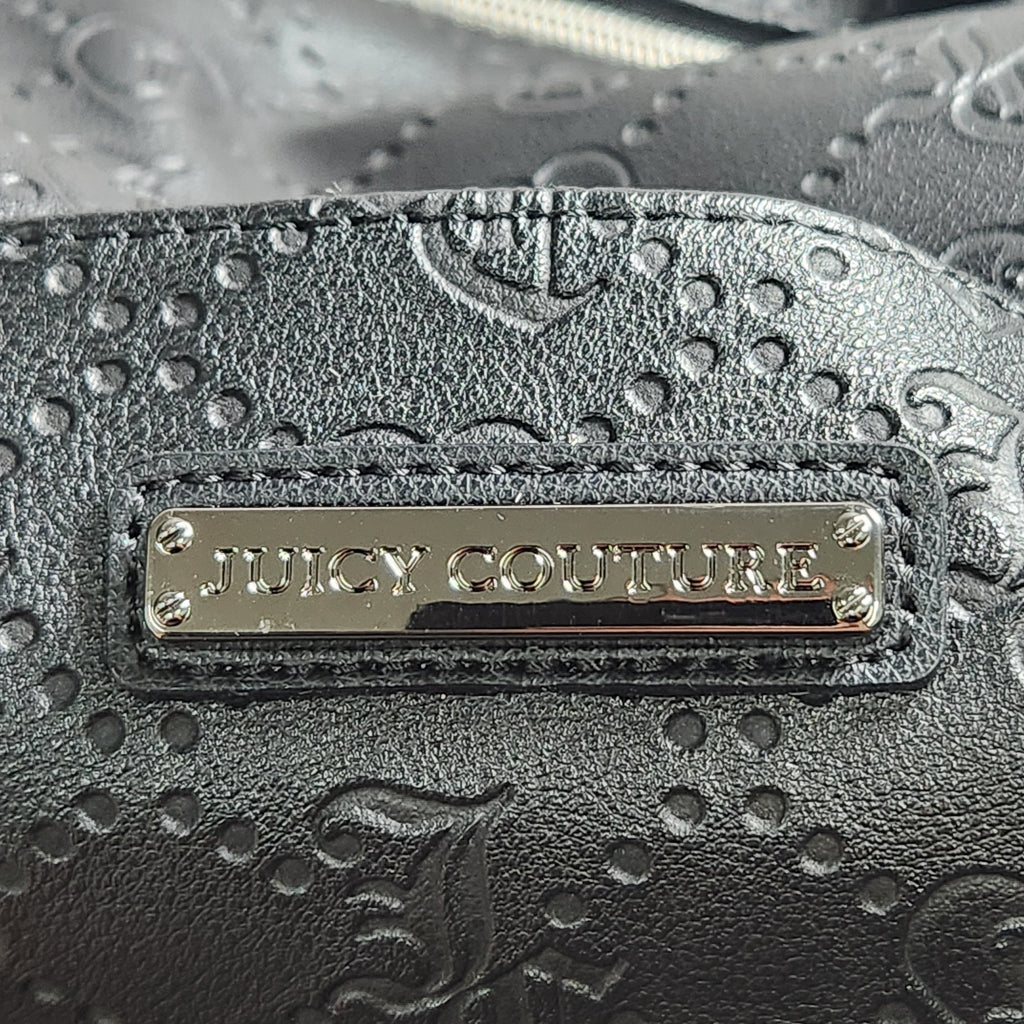 Juicy Couture Black Licorice Word Play Monogram Overnight Weekender Duffle Bag