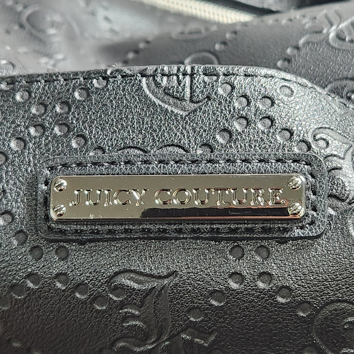 Juicy Couture Black Licorice Word Play Monogram Overnight Weekender Duffle Bag