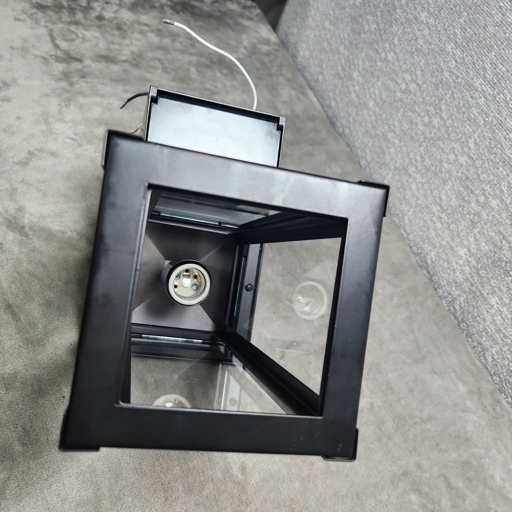 Globe Electric 14" Matte Black Outdoor Wall Light with GFCI Outlet Used