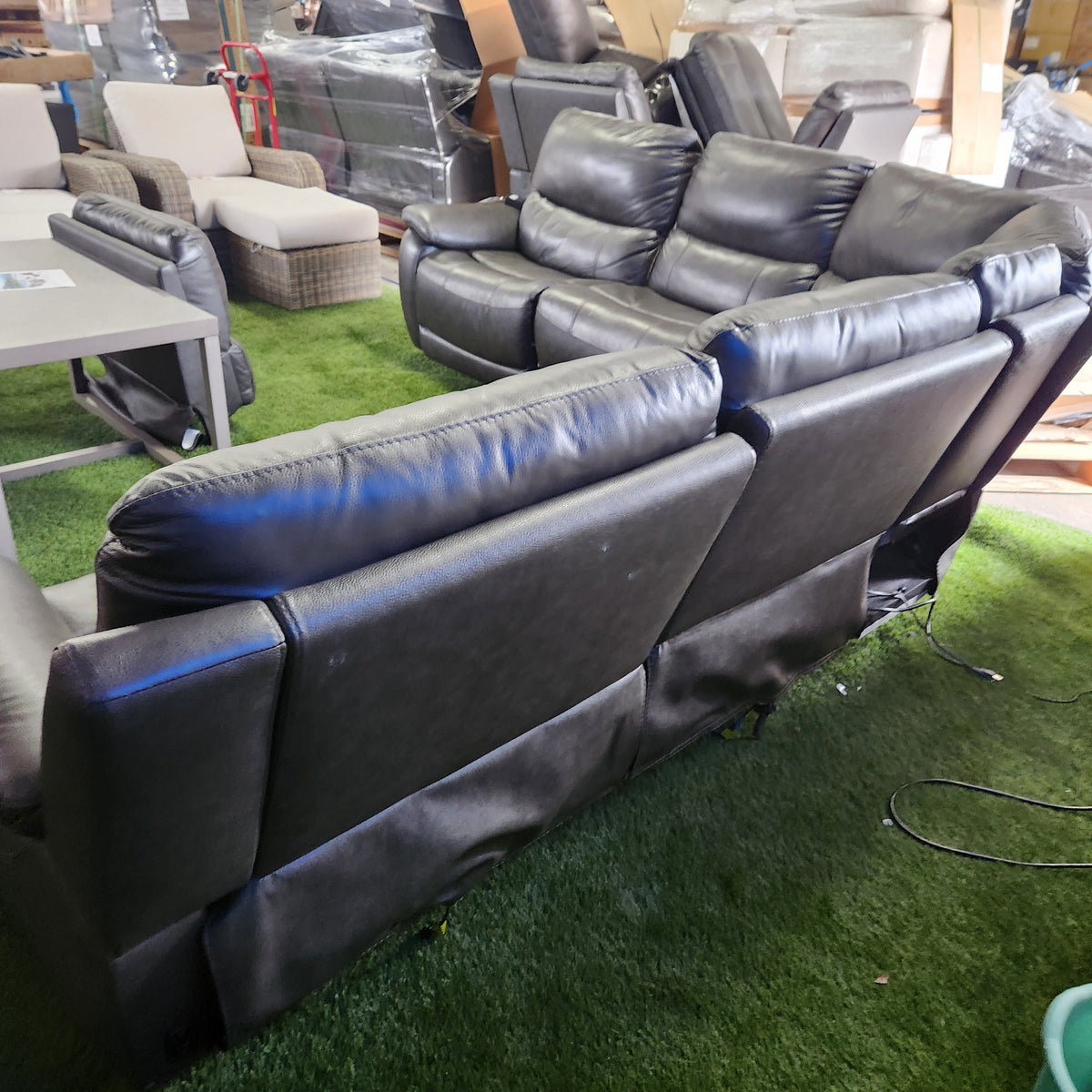 Wylder Leather Power Reclining Sectional with Power Headrests
