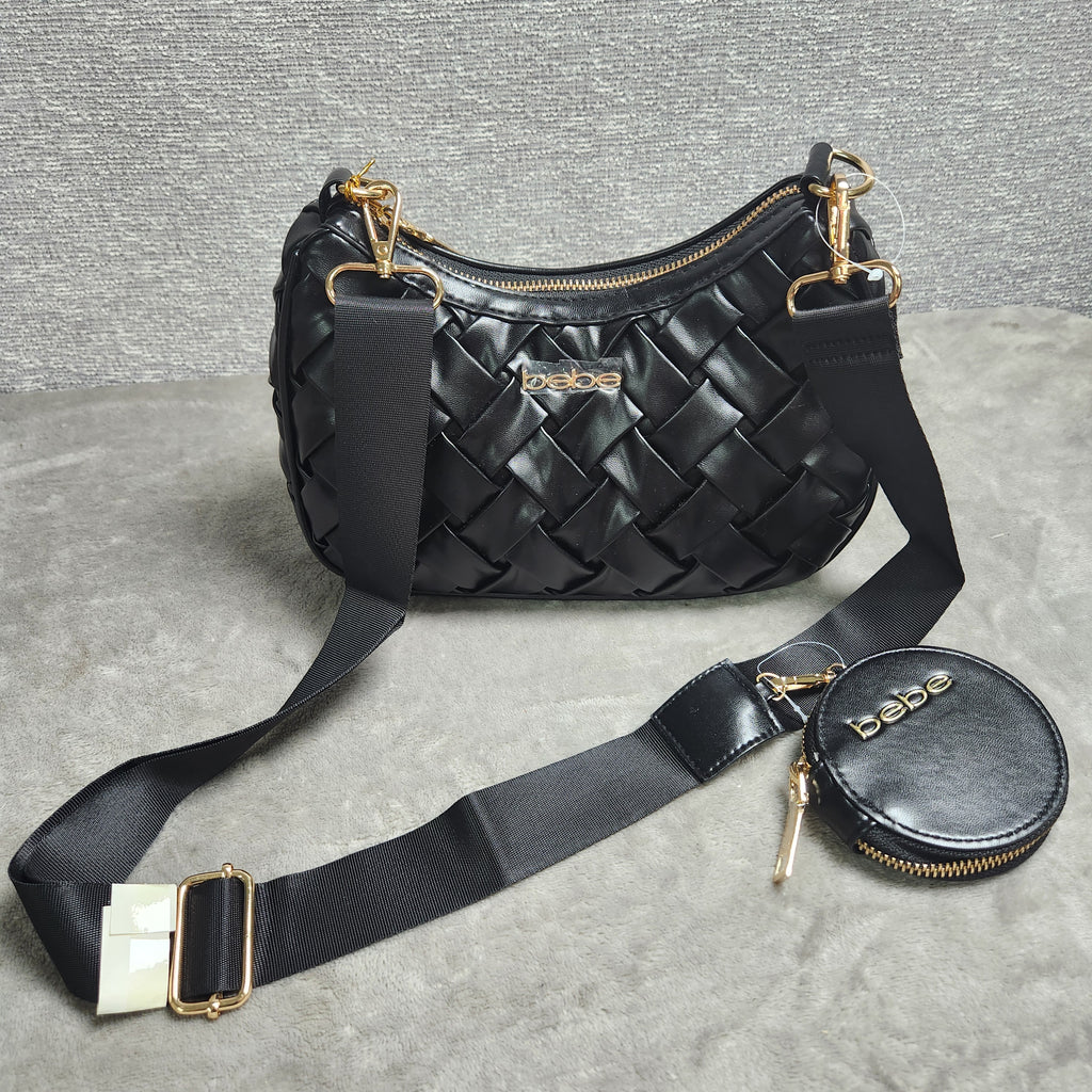 Bebe E02-5355 Luca Crossbody w/ Coin Pouch Black New
