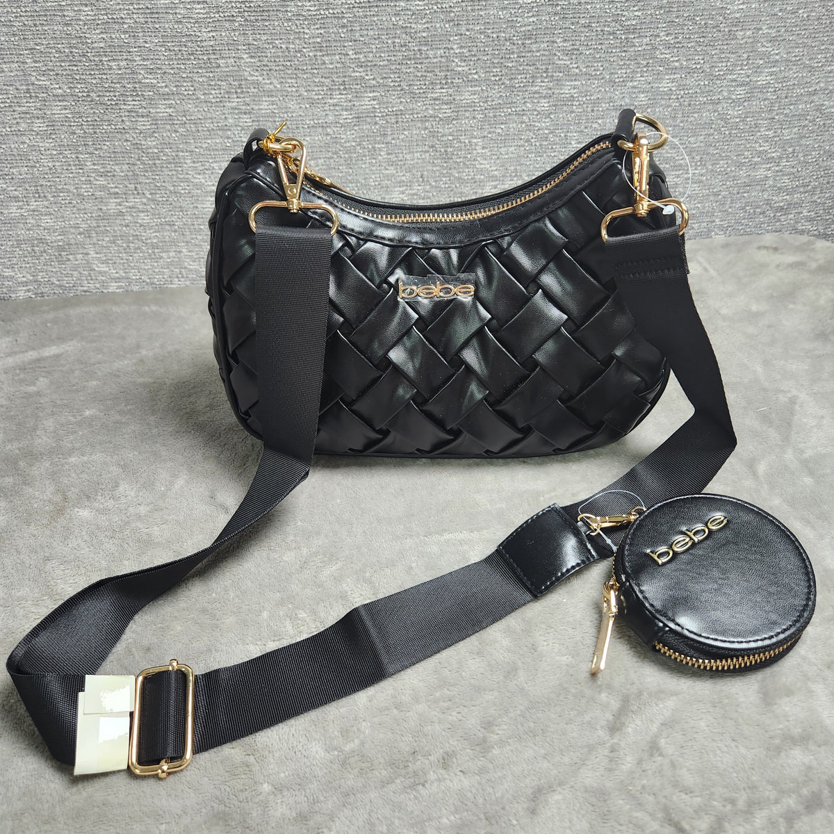 Bebe E02-5355 Luca Crossbody w/ Coin Pouch Black New